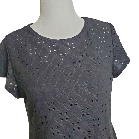 Brit & Bri Black Eyelet Lined Mini Sweetheart Dress  Size Medium - Picture 2 of 10